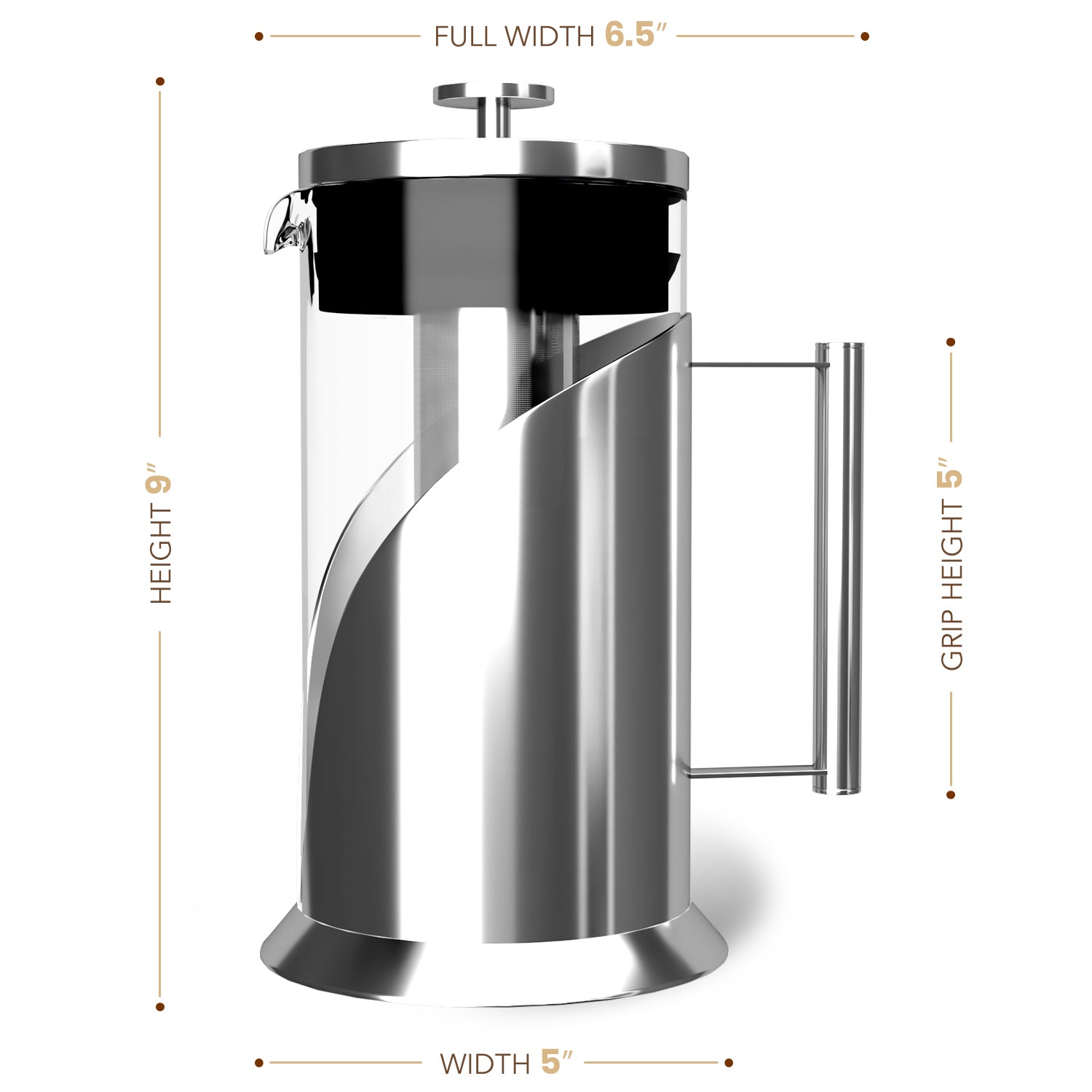 Cafe Du Chateau French Press Coffee Maker 34Oz Stainless Steel